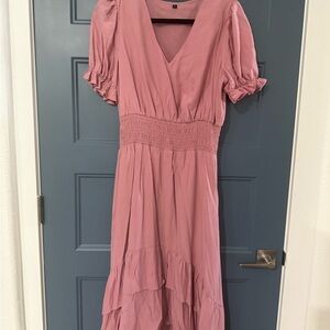 Elegant Pink V-Neck Dress